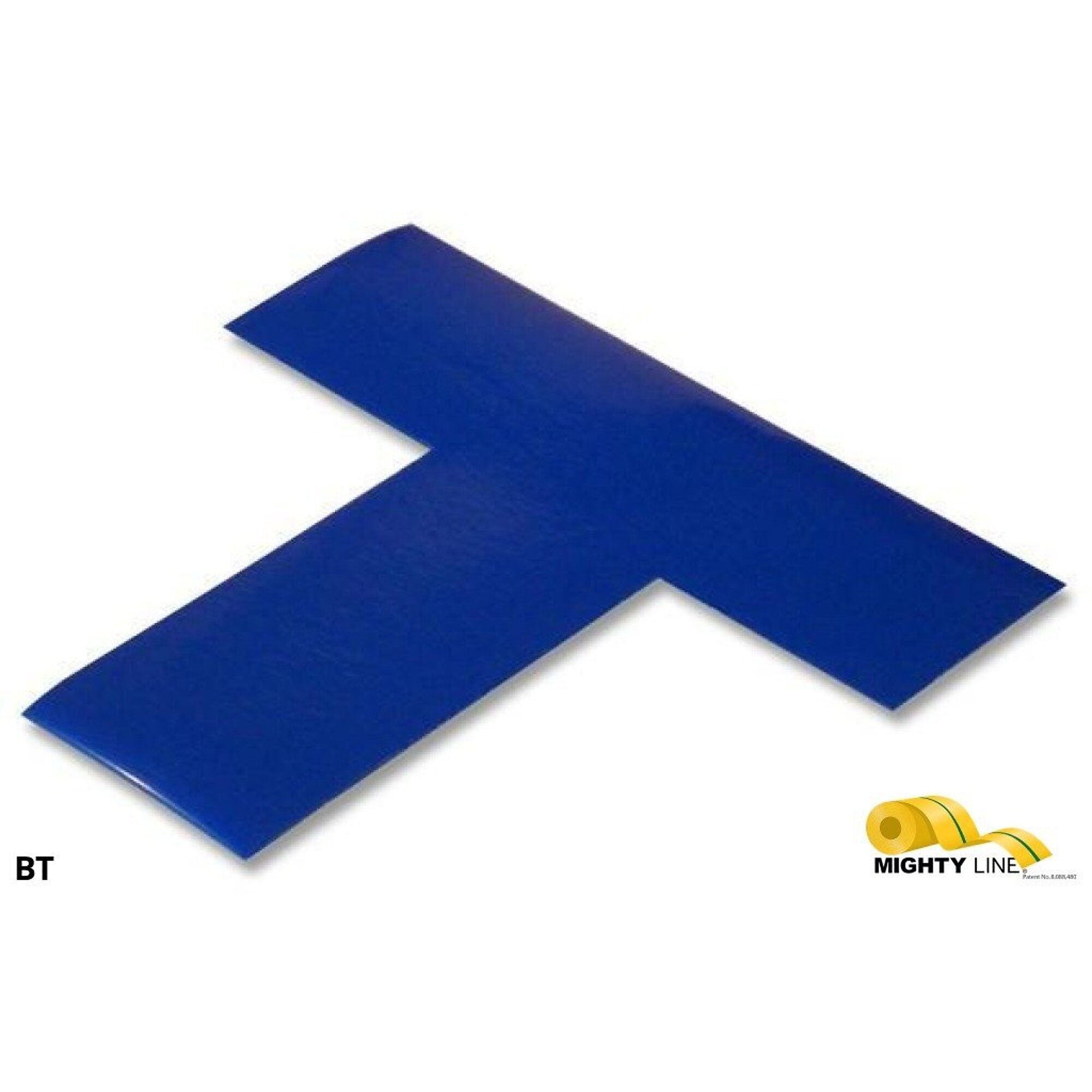 Mighty Line, Floor Tape Solid Blue T, Length 6in., Width 2in., Pack of 100, Model# BT